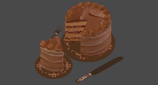Milk Chocolate Cake 3D model 4