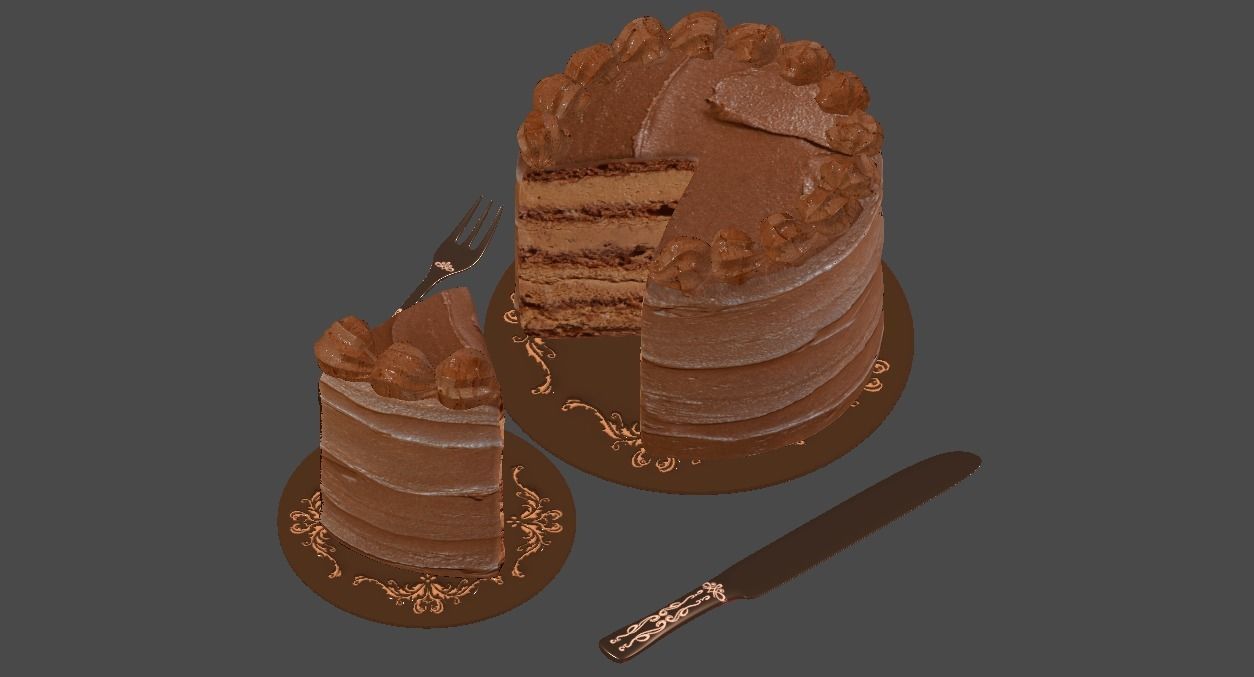 Milk Chocolate Cake 3D model_3