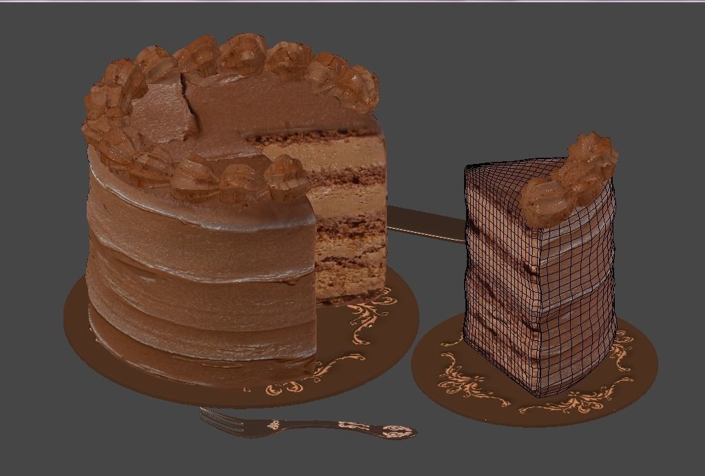 Milk Chocolate Cake 3D model_10