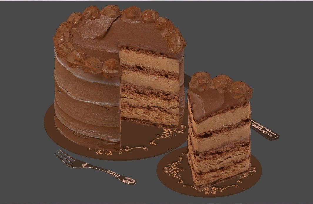 Milk Chocolate Cake 3D model_5