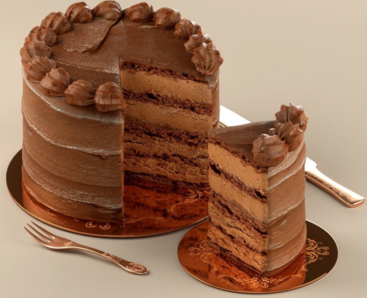 Milk Chocolate Cake 3D model_2