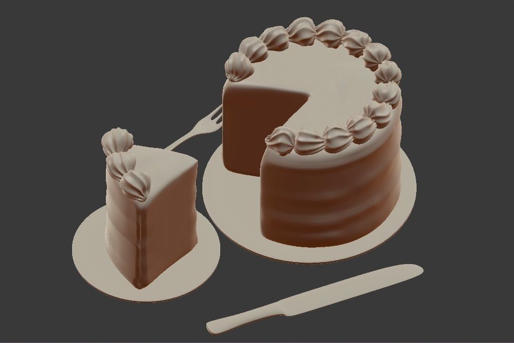 Milk Chocolate Cake 3D model_6
