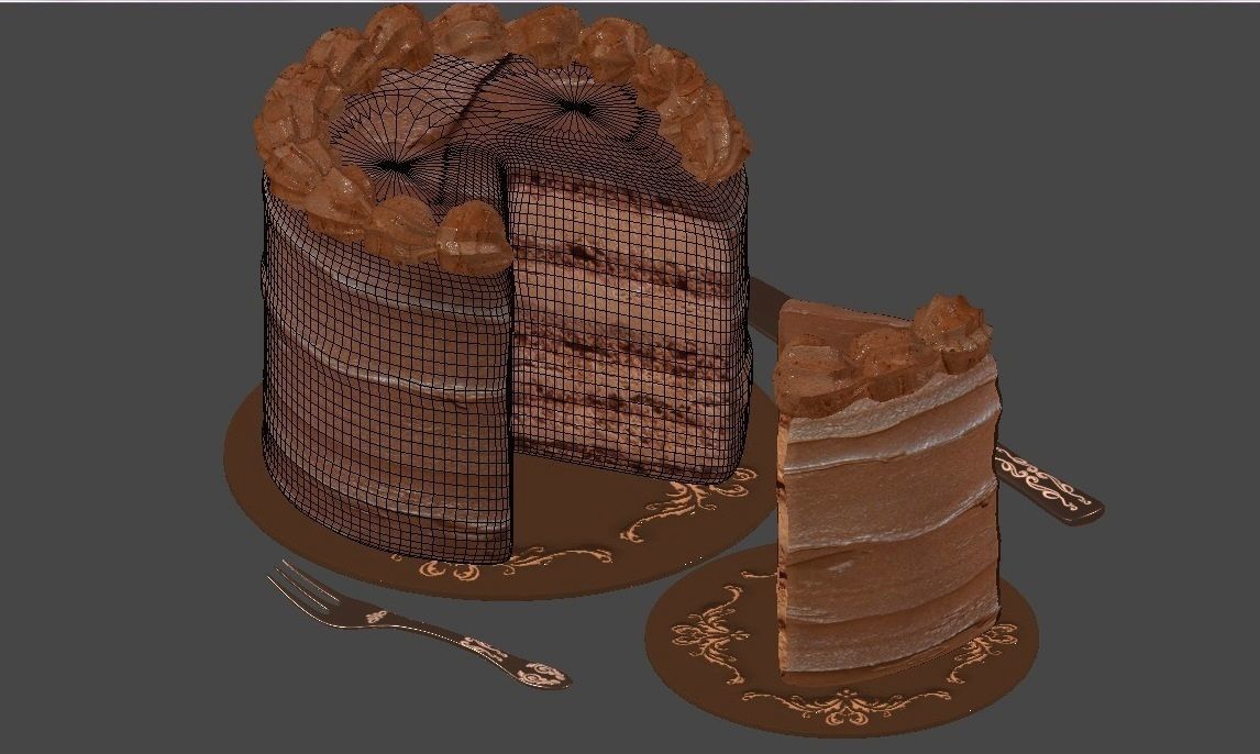 Milk Chocolate Cake 3D model_9