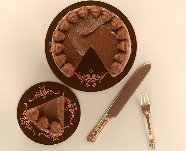 Milk Chocolate Cake 3D model 2
