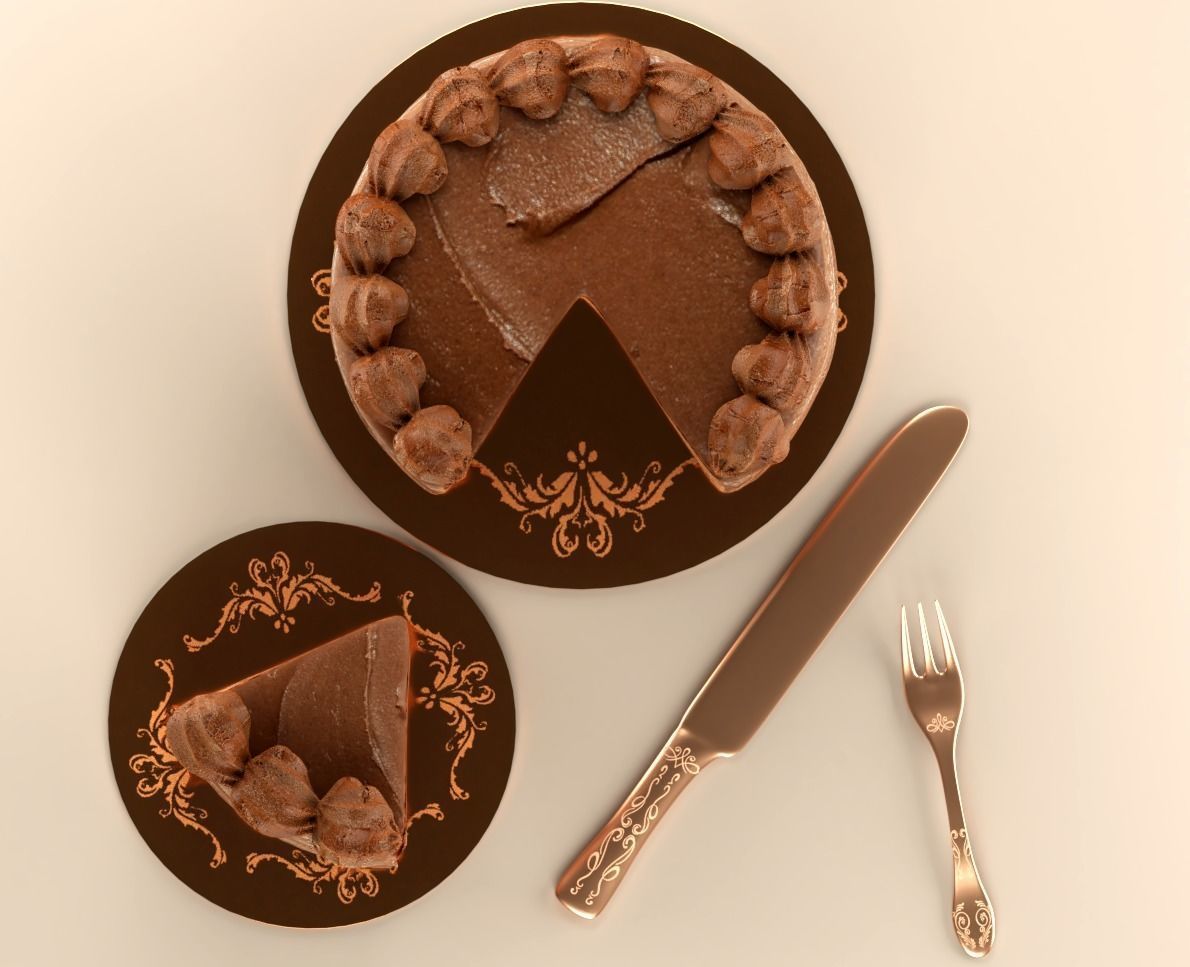 Milk Chocolate Cake 3D model_1
