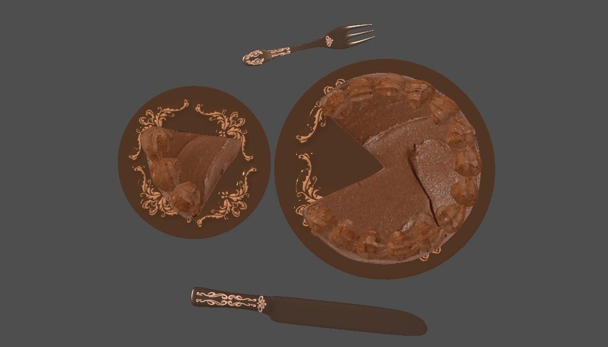 Milk Chocolate Cake 3D model_4
