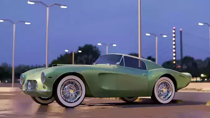 High Poly Classic 1960s Sports Car Exterior Shell