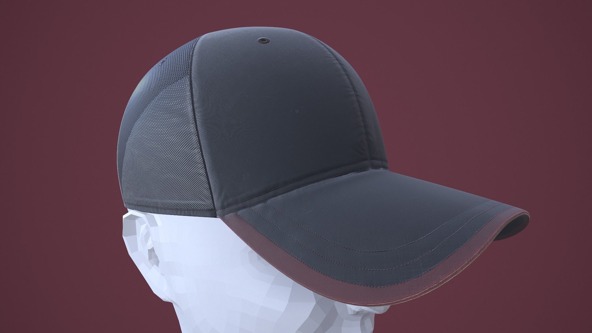 Baseball Cap Low-poly 3D model_7