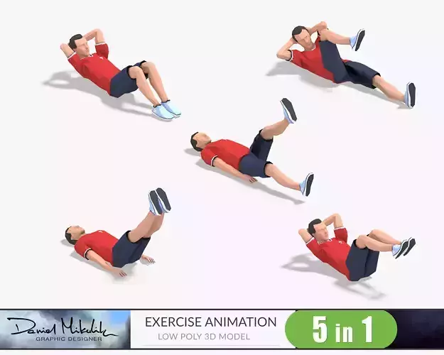 5 Exercise Animations Small Pack  Low-poly 3D model