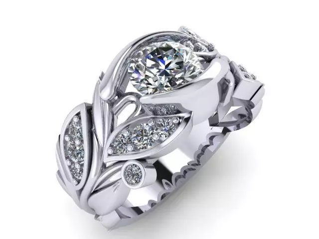 leaf ring 186 3D print model_0