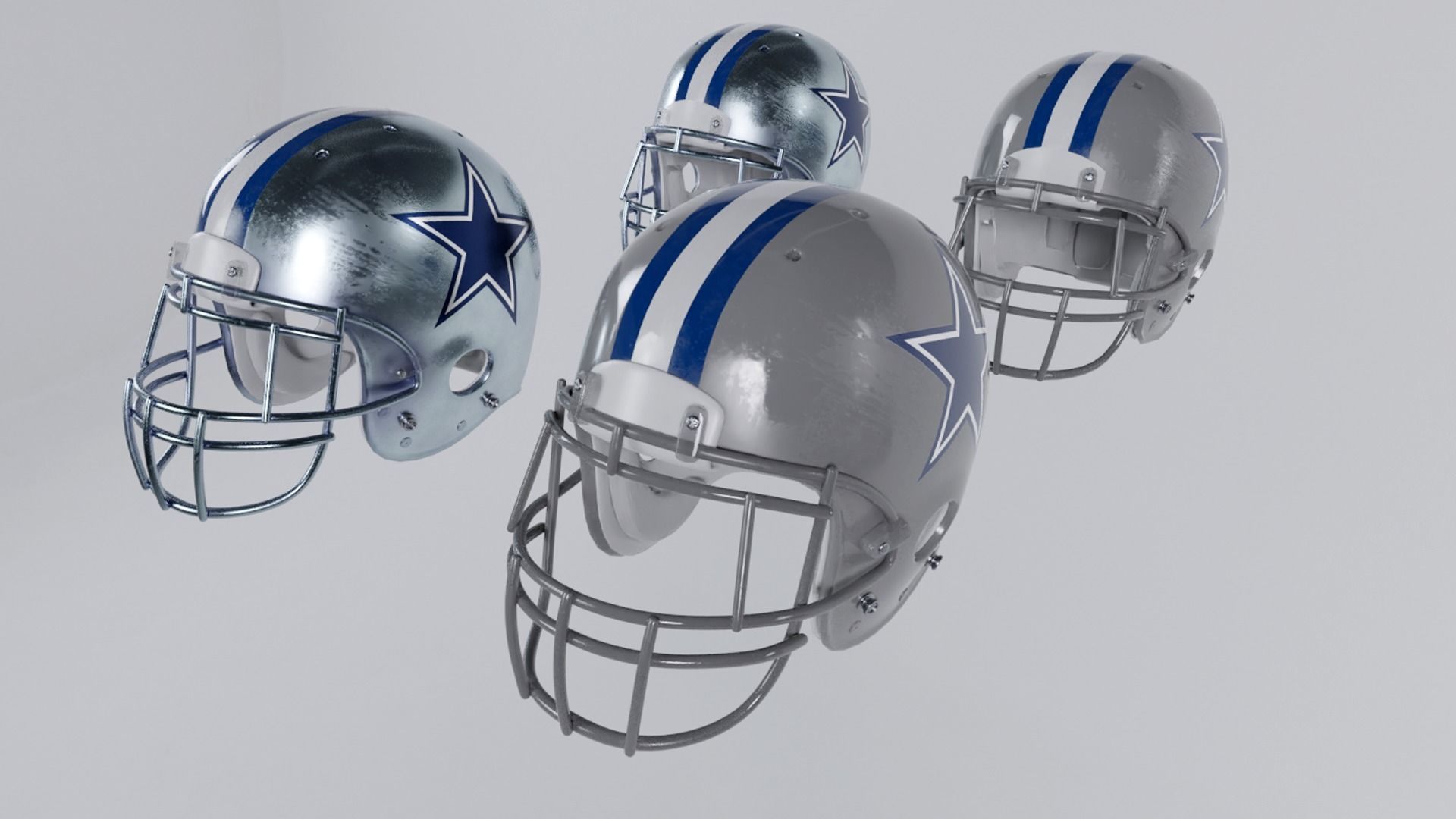 American Football Helmet Low-poly 3D model_2