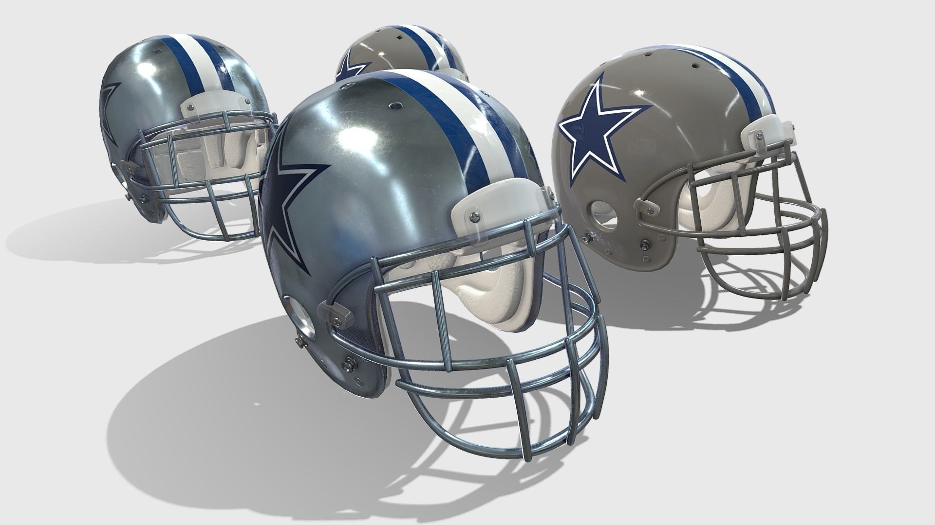 American Football Helmet Low-poly 3D model_7