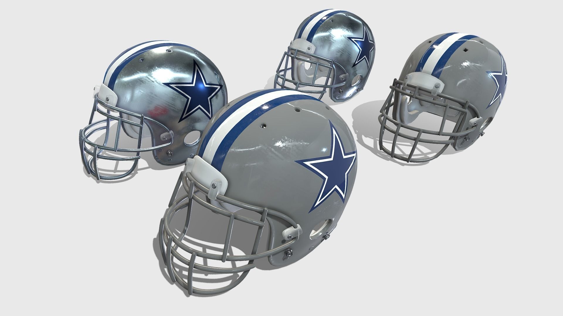 American Football Helmet Low-poly 3D model_8