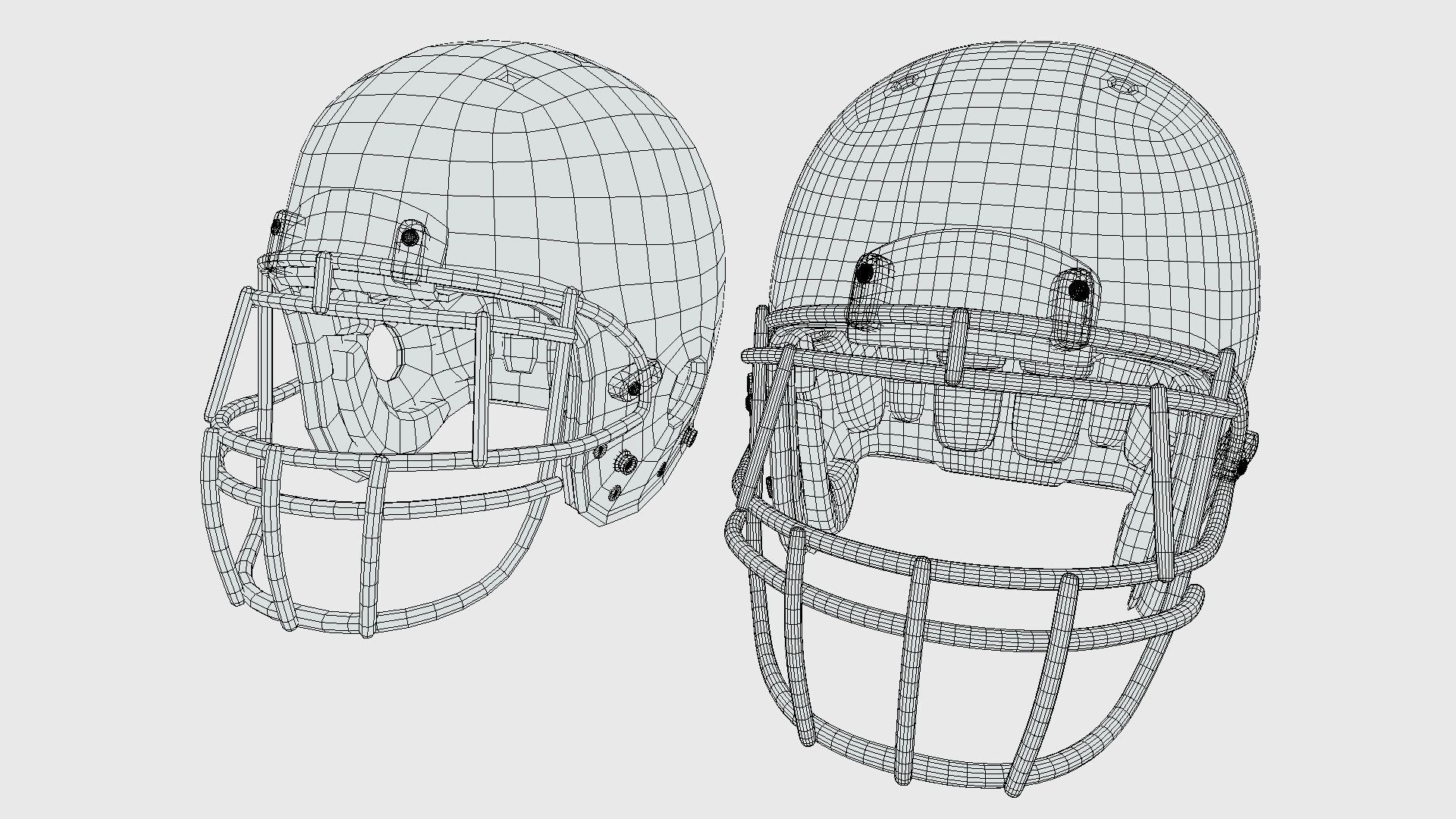 American Football Helmet Low-poly 3D model_14