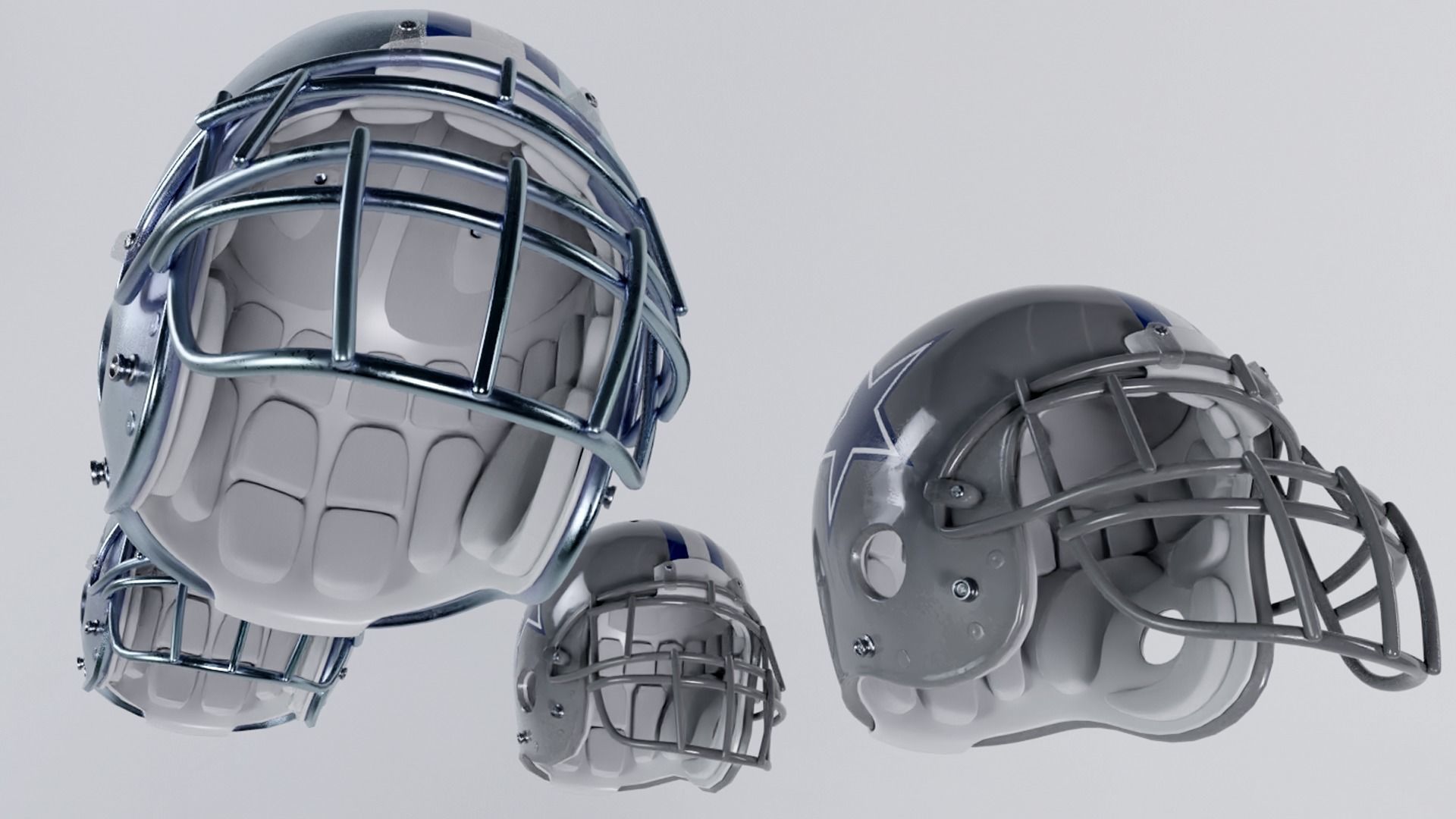 American Football Helmet Low-poly 3D model_4