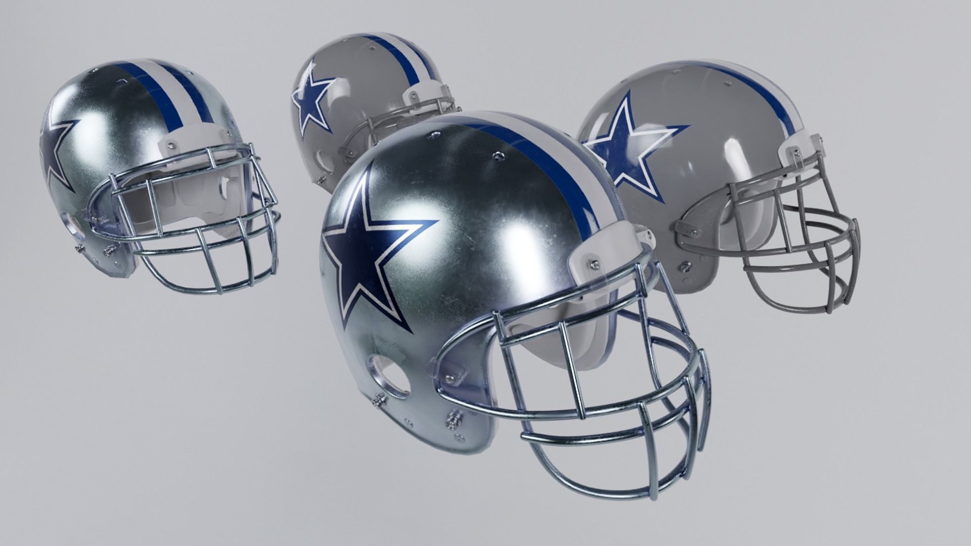 American Football Helmet Low-poly 3D model_3