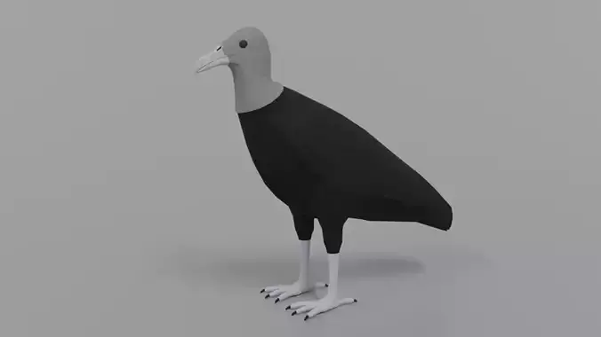 Low poly Cartoon Black Vulture