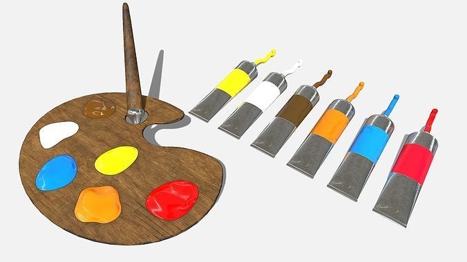 Artist Palette Low-poly 3D model