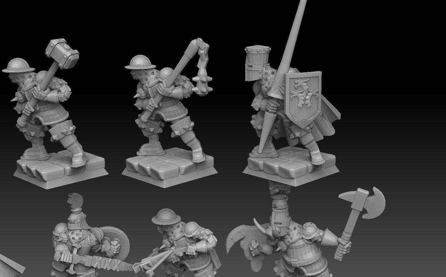 Medieval Knights Megapack 3D print model_7