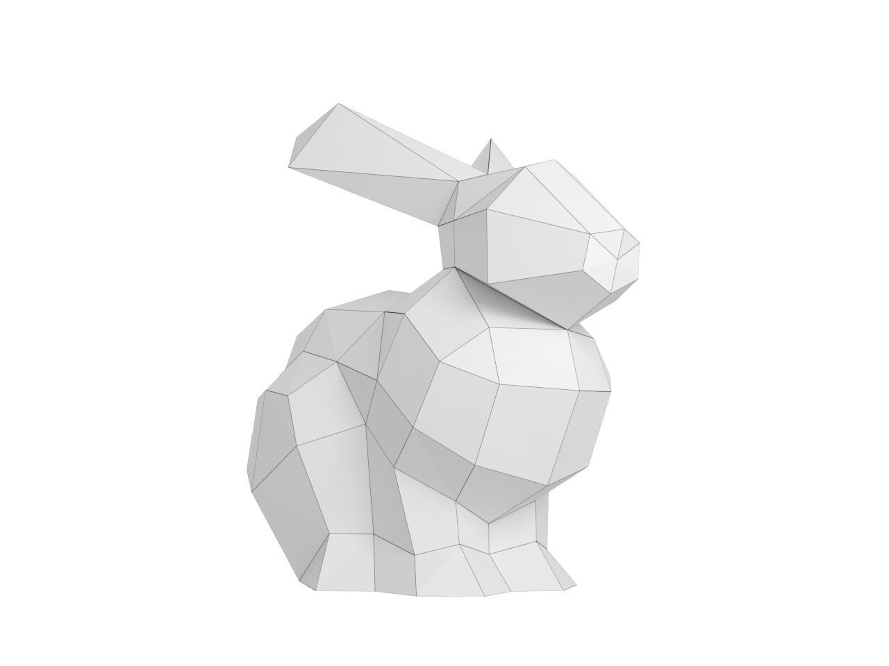 Rabbit poly triangular 3D print model_3