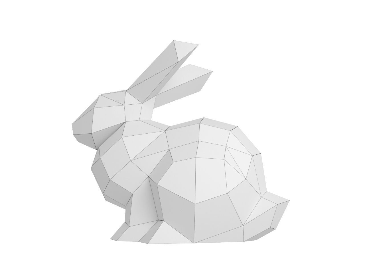 Rabbit poly triangular 3D print model_2