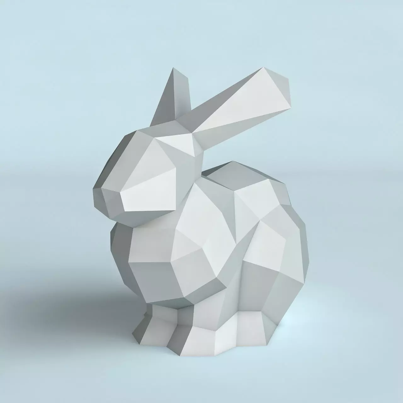 Rabbit poly triangular 3D print model_0