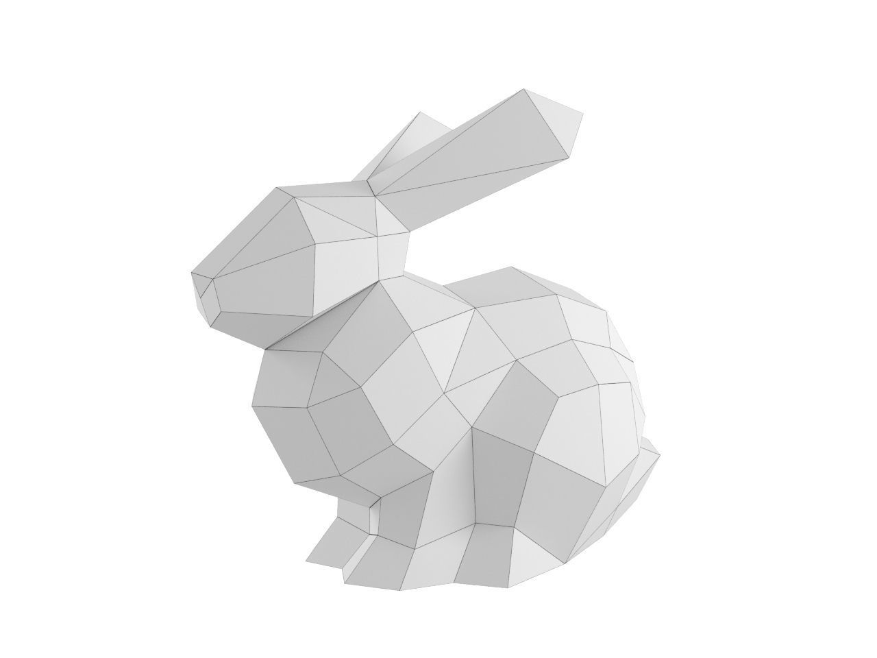 Rabbit poly triangular 3D print model_1