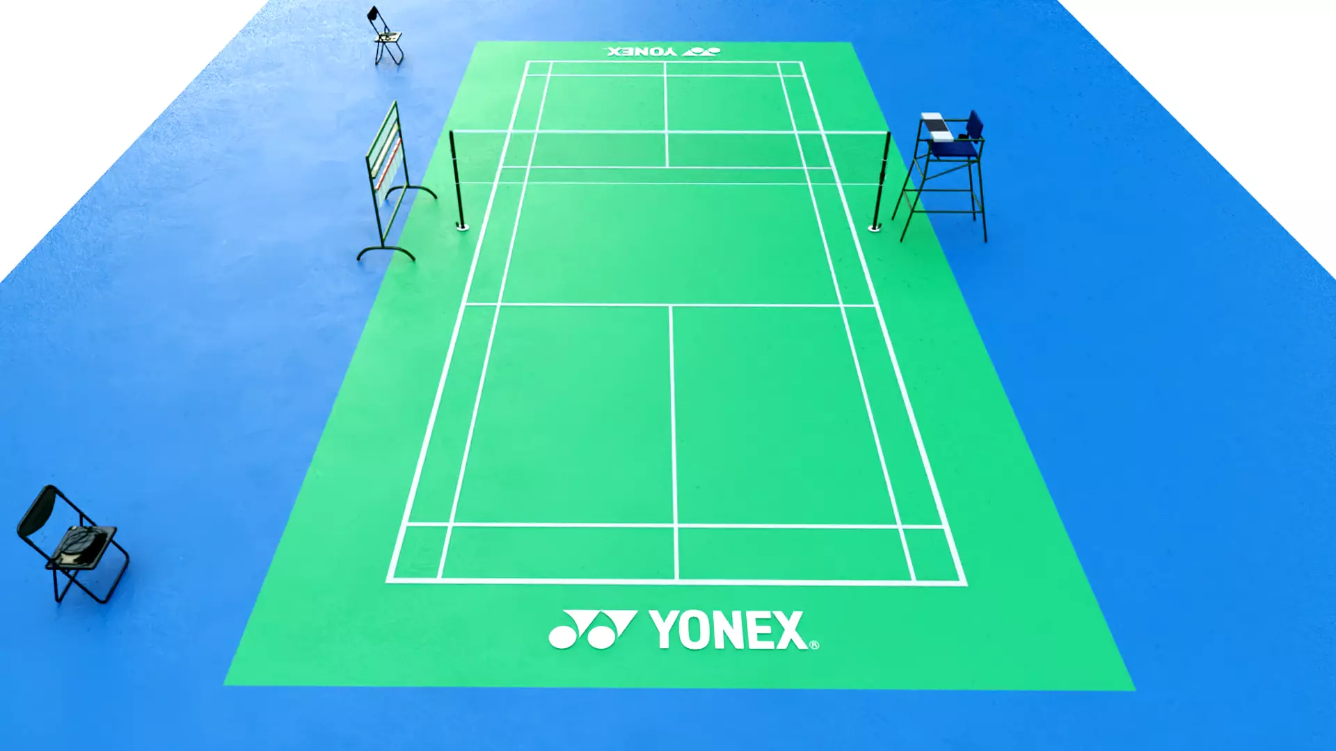 Badminton Court Low-poly 3D model_0