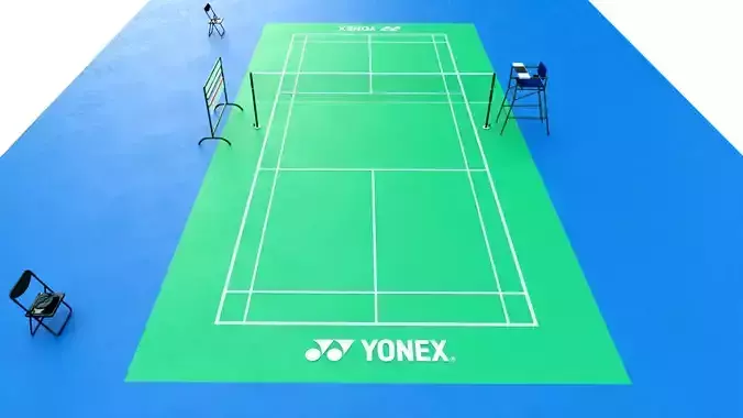 Badminton Court Low-poly 3D model