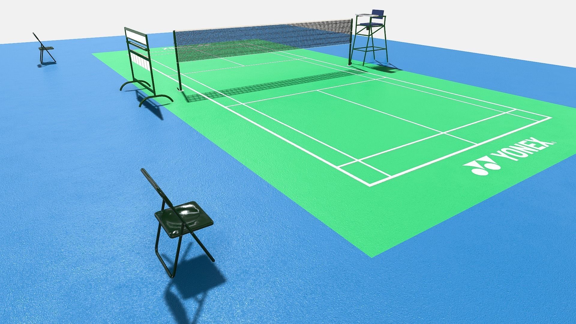 Badminton Court Low-poly 3D model_6