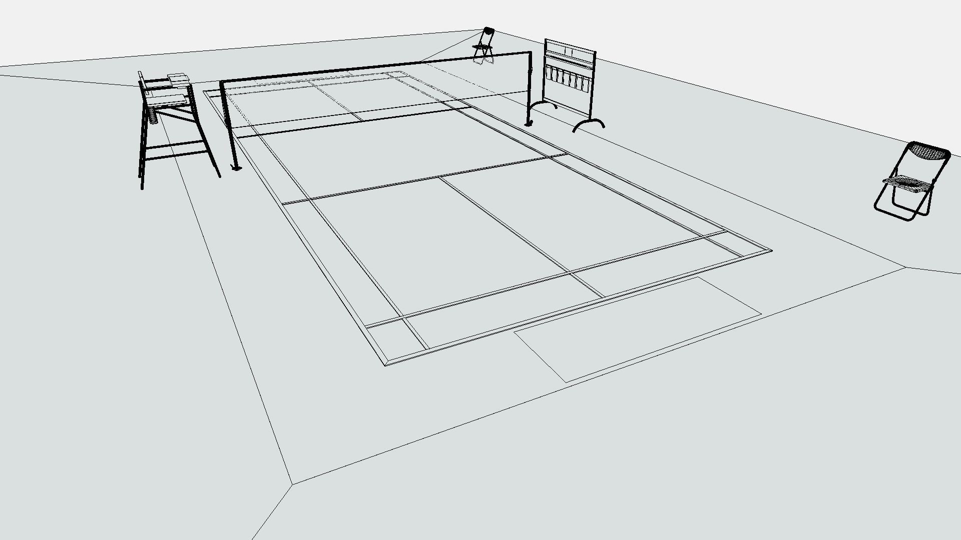 Badminton Court Low-poly 3D model_9
