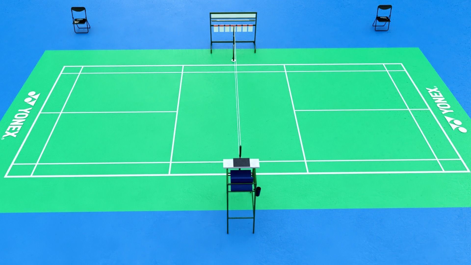 Badminton Court Low-poly 3D model_1