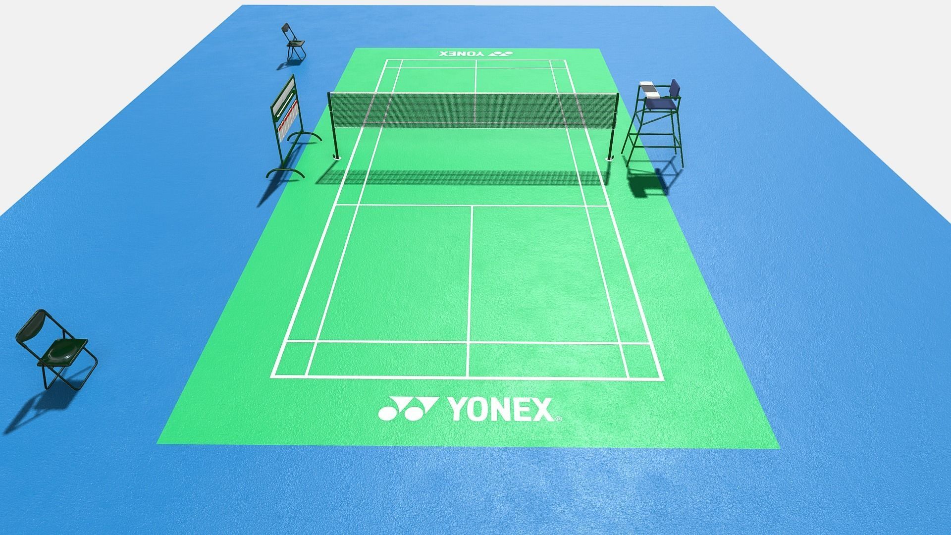 Badminton Court Low-poly 3D model_5