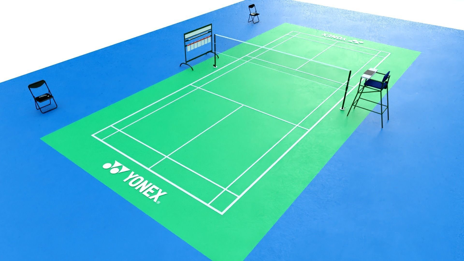 Badminton Court Low-poly 3D model_3