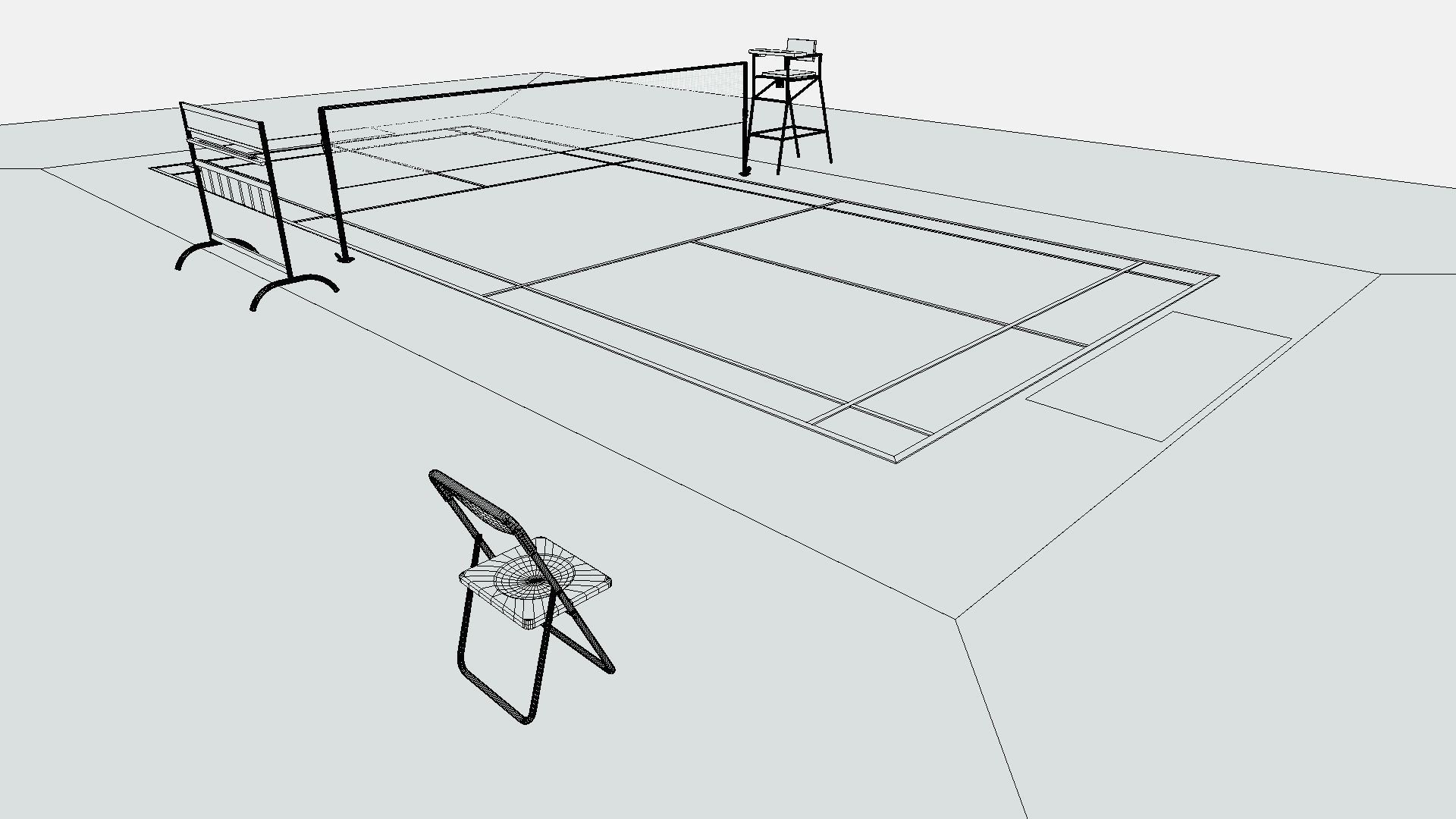 Badminton Court Low-poly 3D model_10