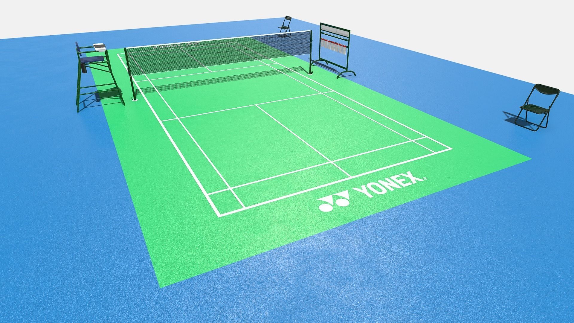 Badminton Court Low-poly 3D model_8