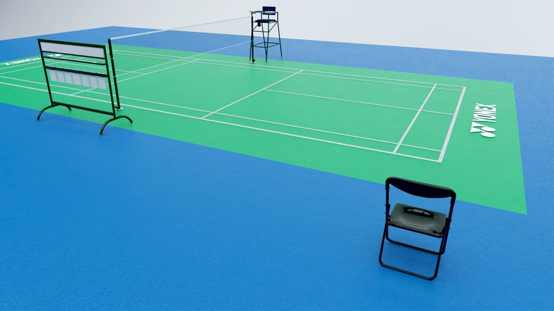 Badminton Court Low-poly 3D model_4