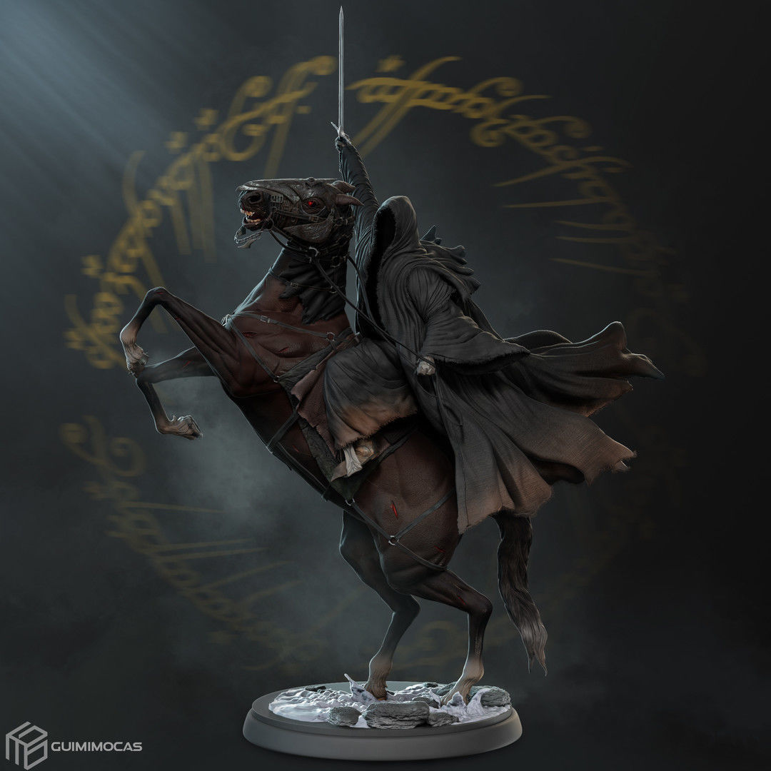 Nazgul 3D model statue of lord of rings on horse 3D print model_1