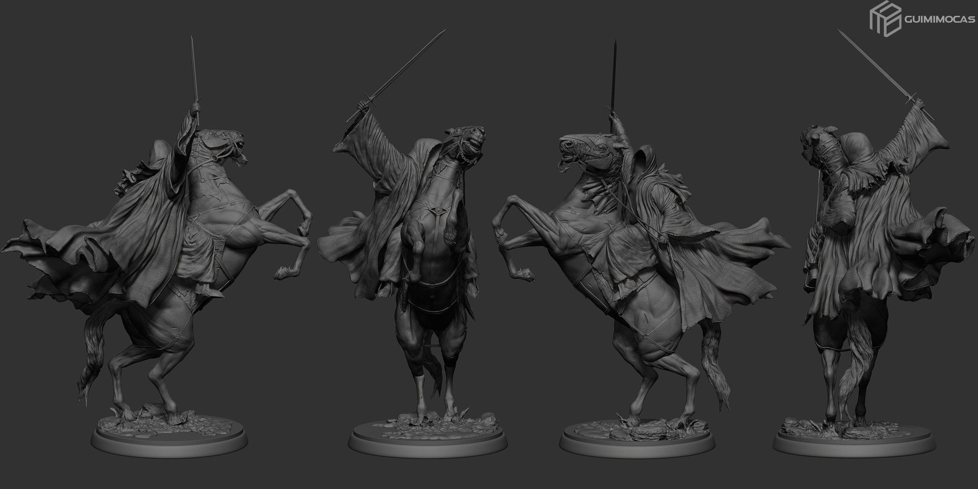 Nazgul 3D model statue of lord of rings on horse 3D print model_3
