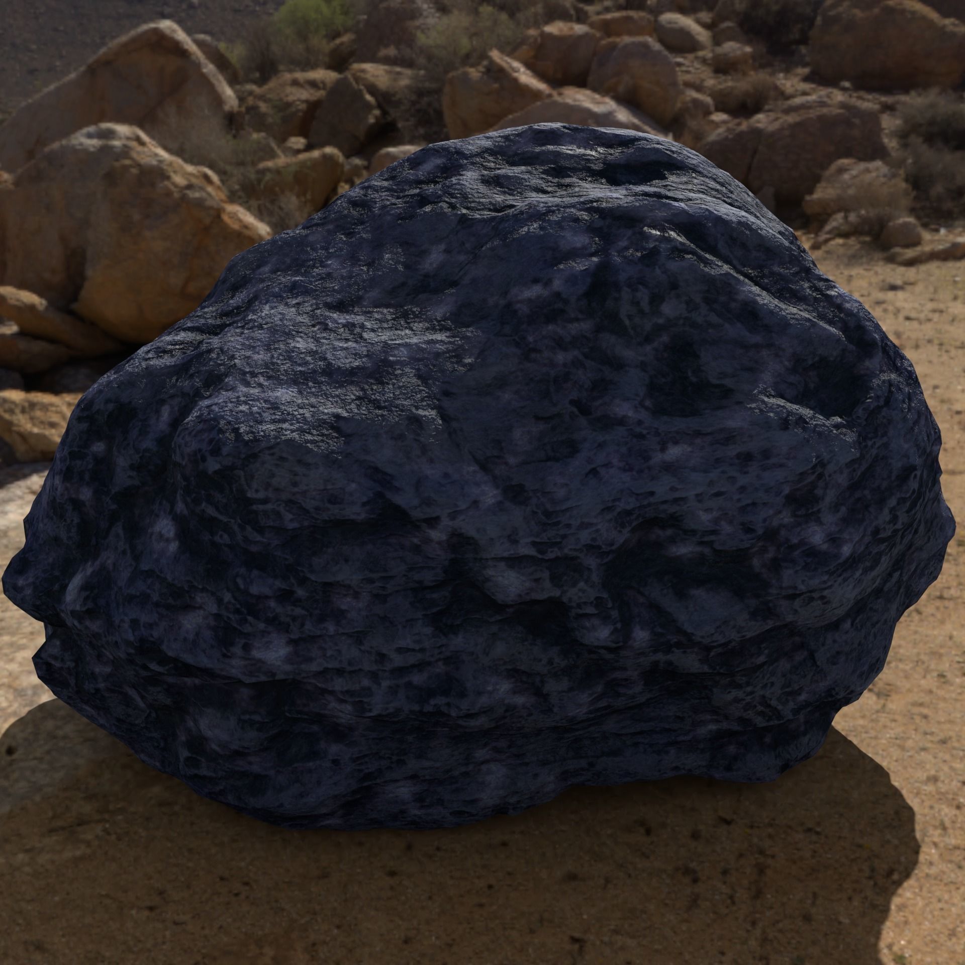 Hand Sculpted Alien Low Poly Rock CLiff - PBR  4k textures LODS Low-poly 3D model_7