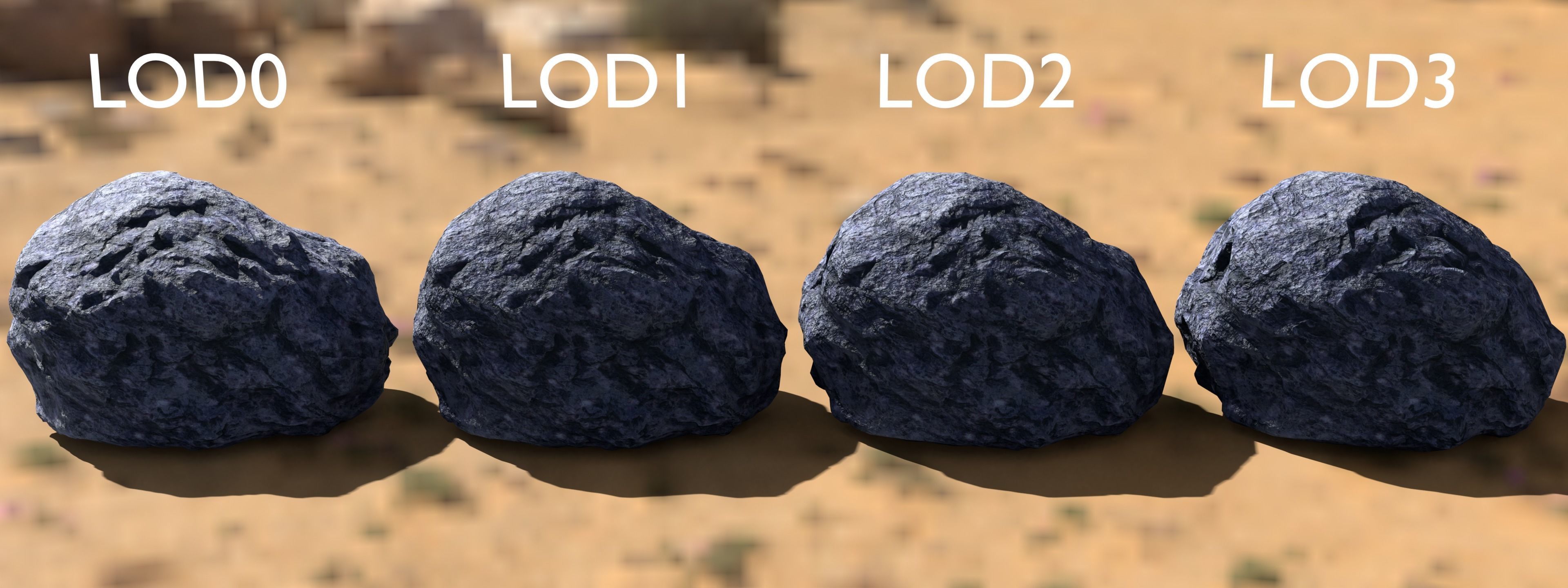 Hand Sculpted Alien Low Poly Rock CLiff - PBR  4k textures LODS Low-poly 3D model_14