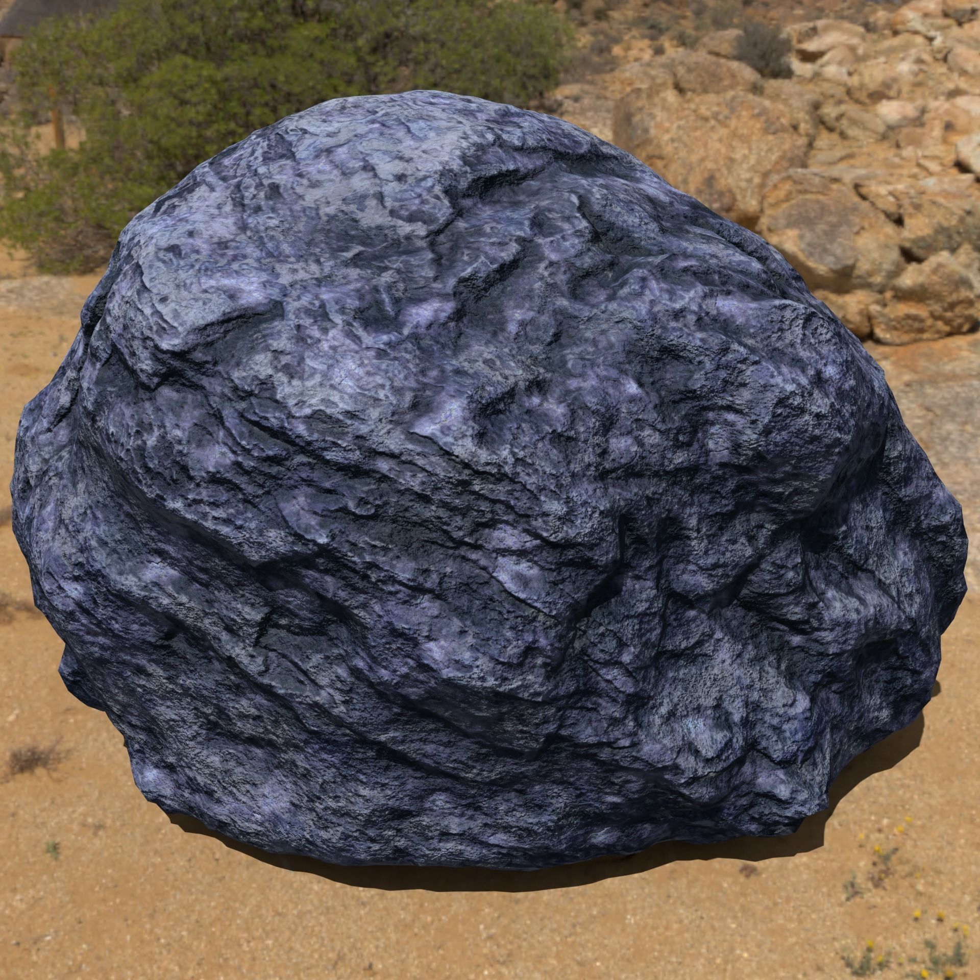 Hand Sculpted Alien Low Poly Rock CLiff - PBR  4k textures LODS Low-poly 3D model_9