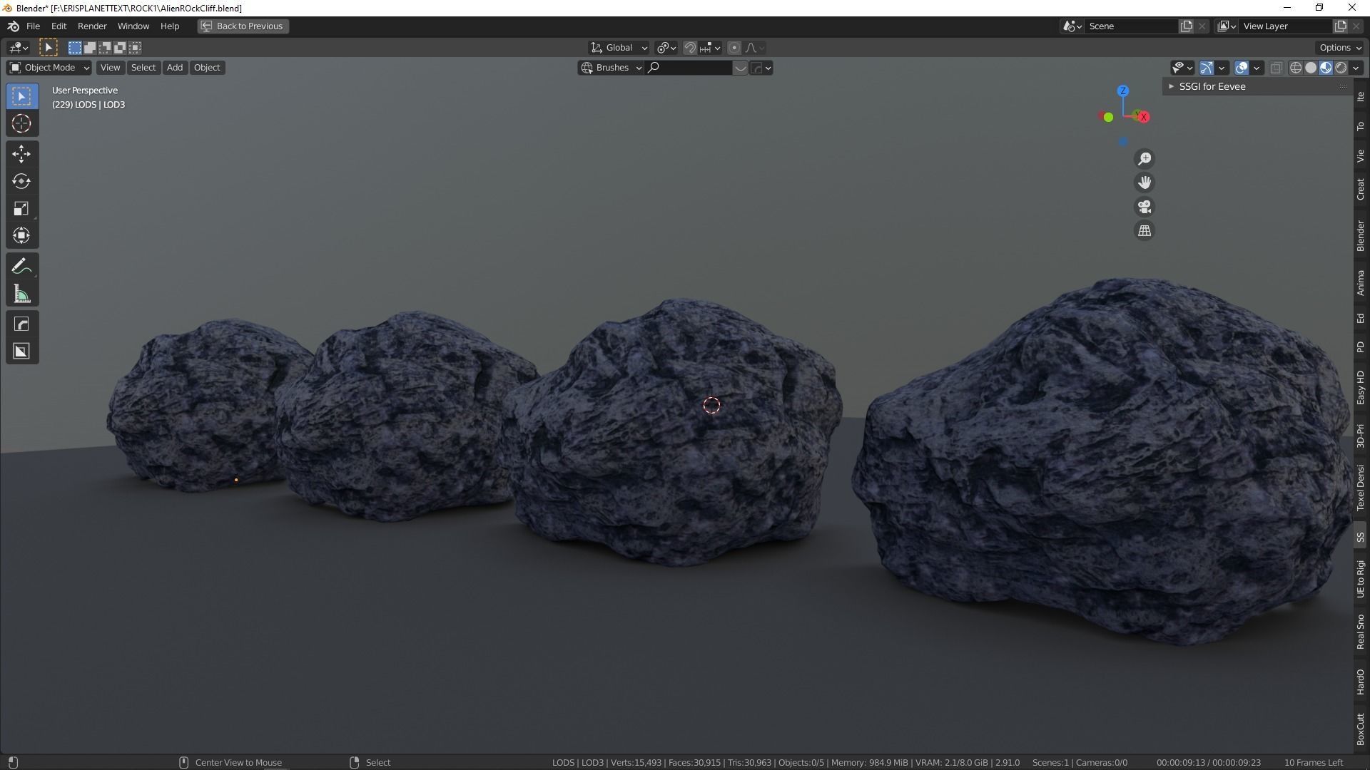 Hand Sculpted Alien Low Poly Rock CLiff - PBR  4k textures LODS Low-poly 3D model_2