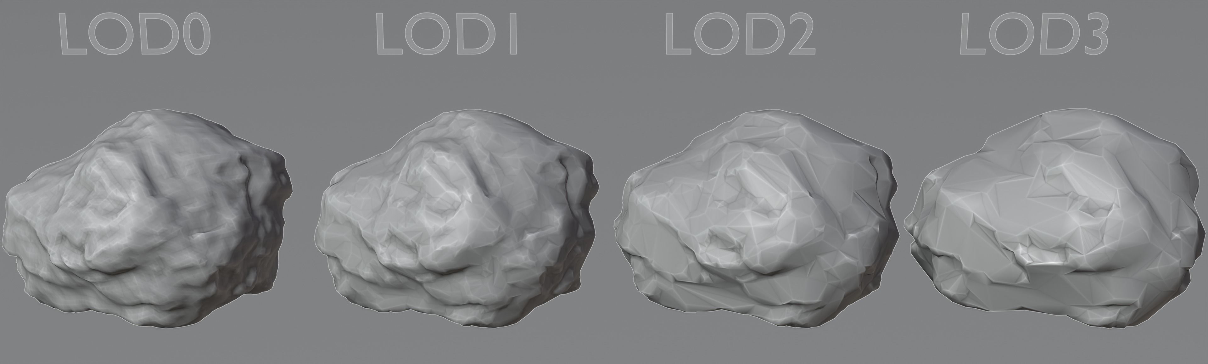 Hand Sculpted Alien Low Poly Rock CLiff - PBR  4k textures LODS Low-poly 3D model_15