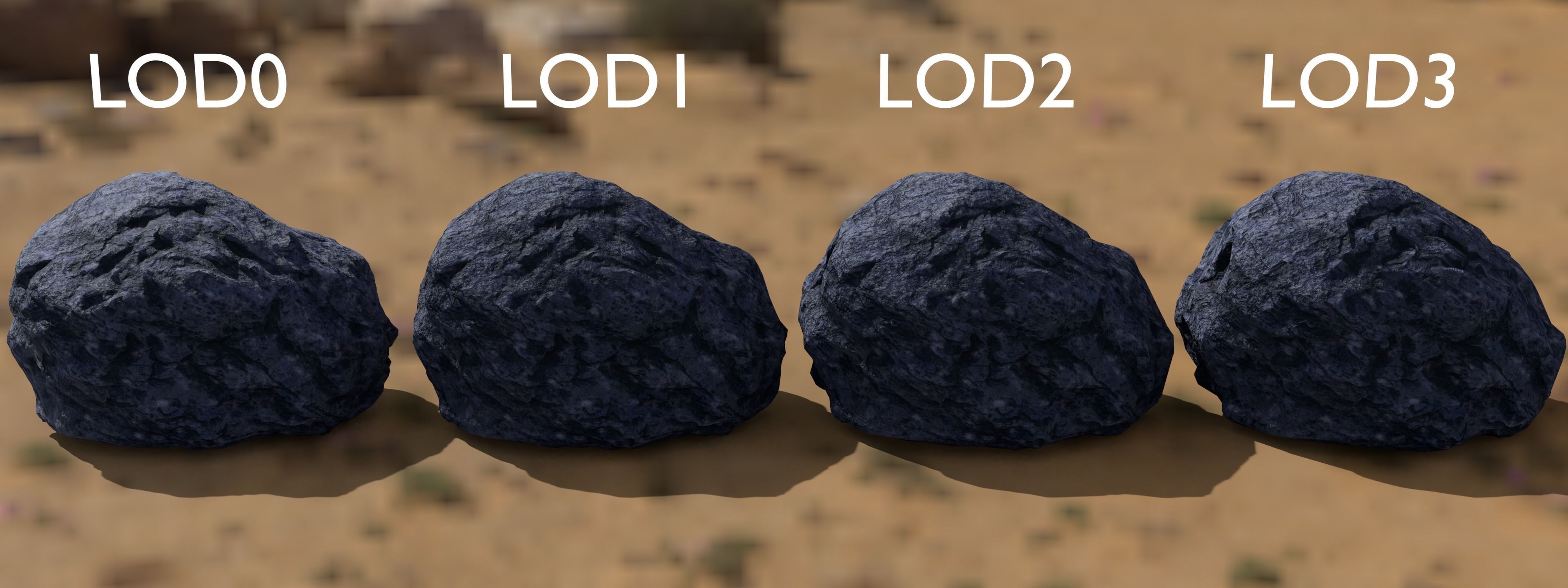 Hand Sculpted Alien Low Poly Rock CLiff - PBR  4k textures LODS Low-poly 3D model_13