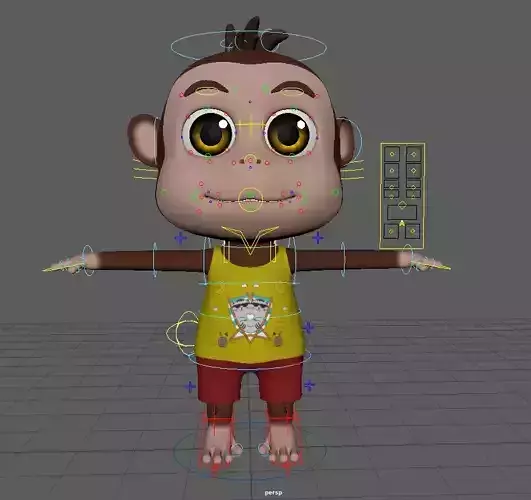 Monkey cartoon rigg Low-poly 3D model