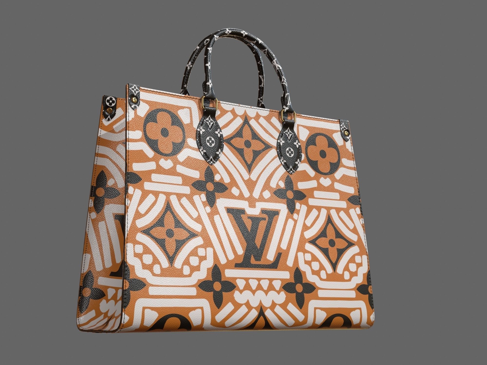 Louis Vuitton Bag Onthego Crafty Cream Caramel Low-poly 3D model_9