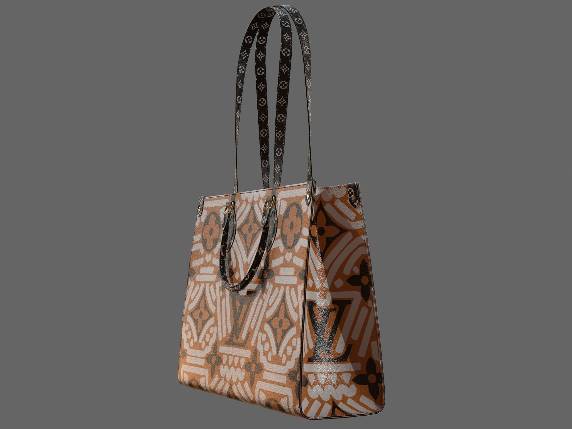 Louis Vuitton Bag Onthego Crafty Cream Caramel Low-poly 3D model_6