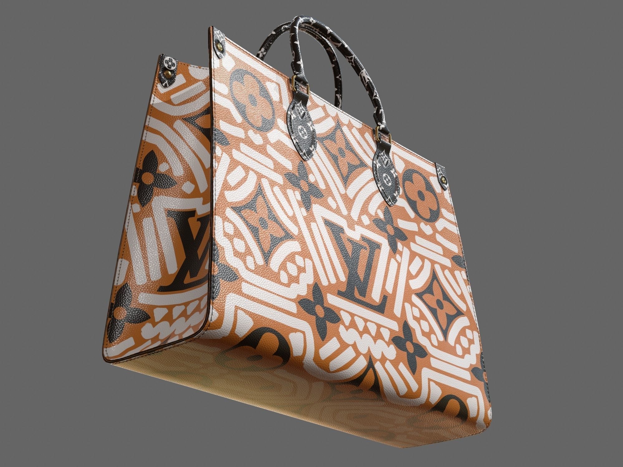 Louis Vuitton Bag Onthego Crafty Cream Caramel Low-poly 3D model_10