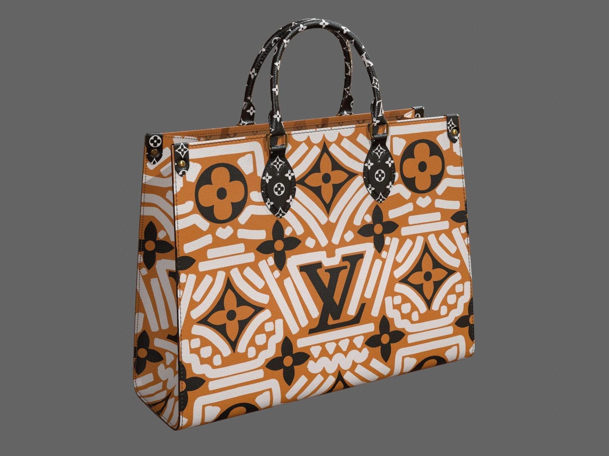 Louis Vuitton Bag Onthego Crafty Cream Caramel Low-poly 3D model_2